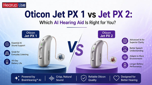 Oticon Jet PX 1 vs Jet PX 2: Which AI Hearing Aid Should You Buy in 2026?