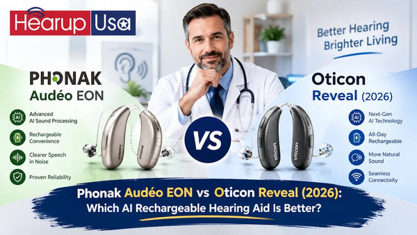 Phonak Audéo EON vs Oticon Reveal (2026): Which AI Rechargeable Hearing Aid Is Better?
