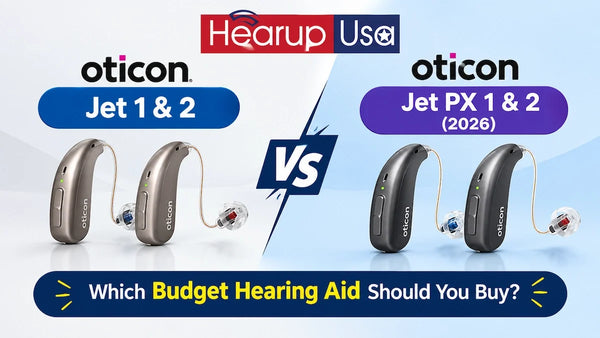 Oticon Jet 1 & 2 vs Jet PX 1 & 2 (2026): Which Budget Hearing Aid Should You Buy?