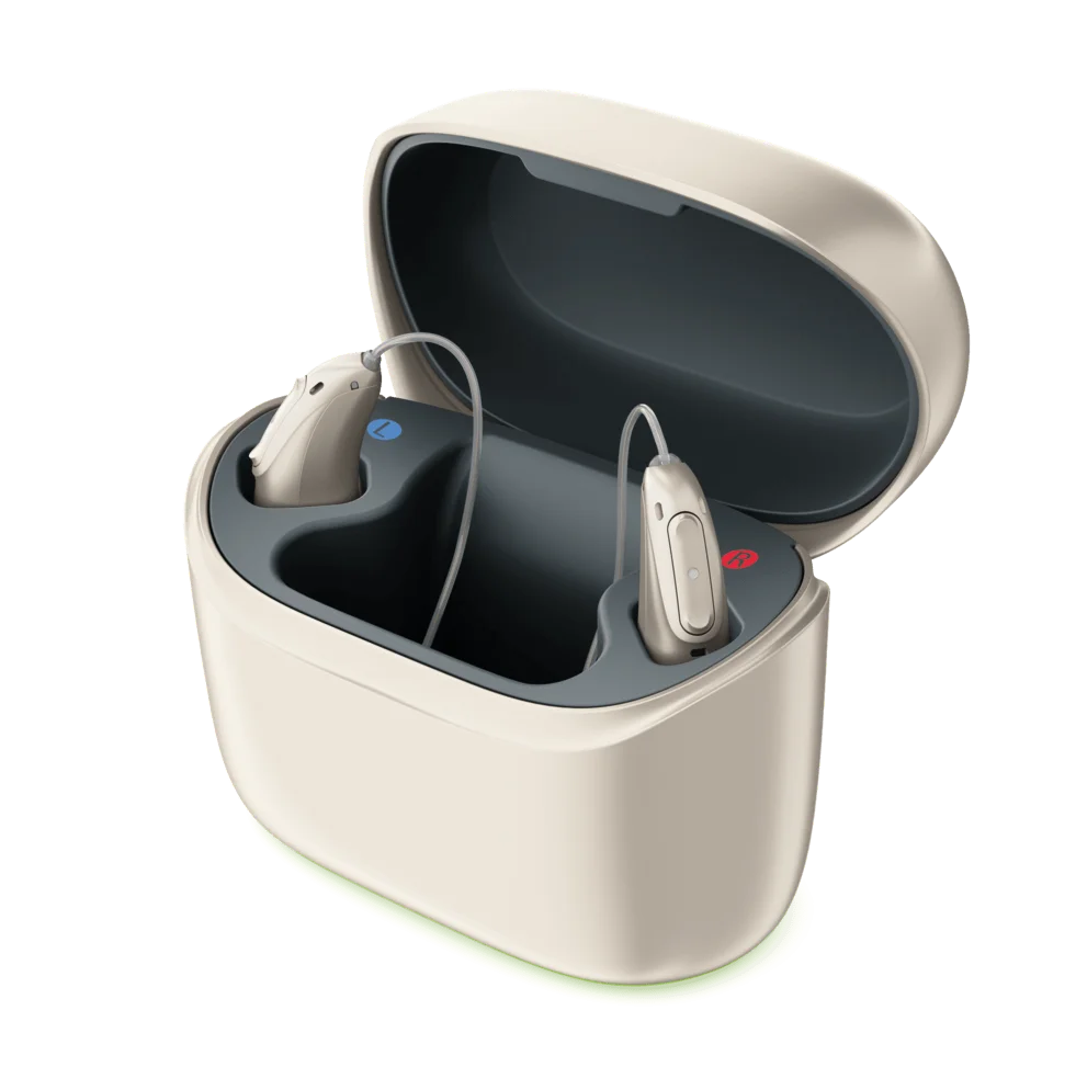 Phonak Lumity Sky L50-PR | Rechargeable BTE Bluetooth Hearing Aid with CROS-R & Charger