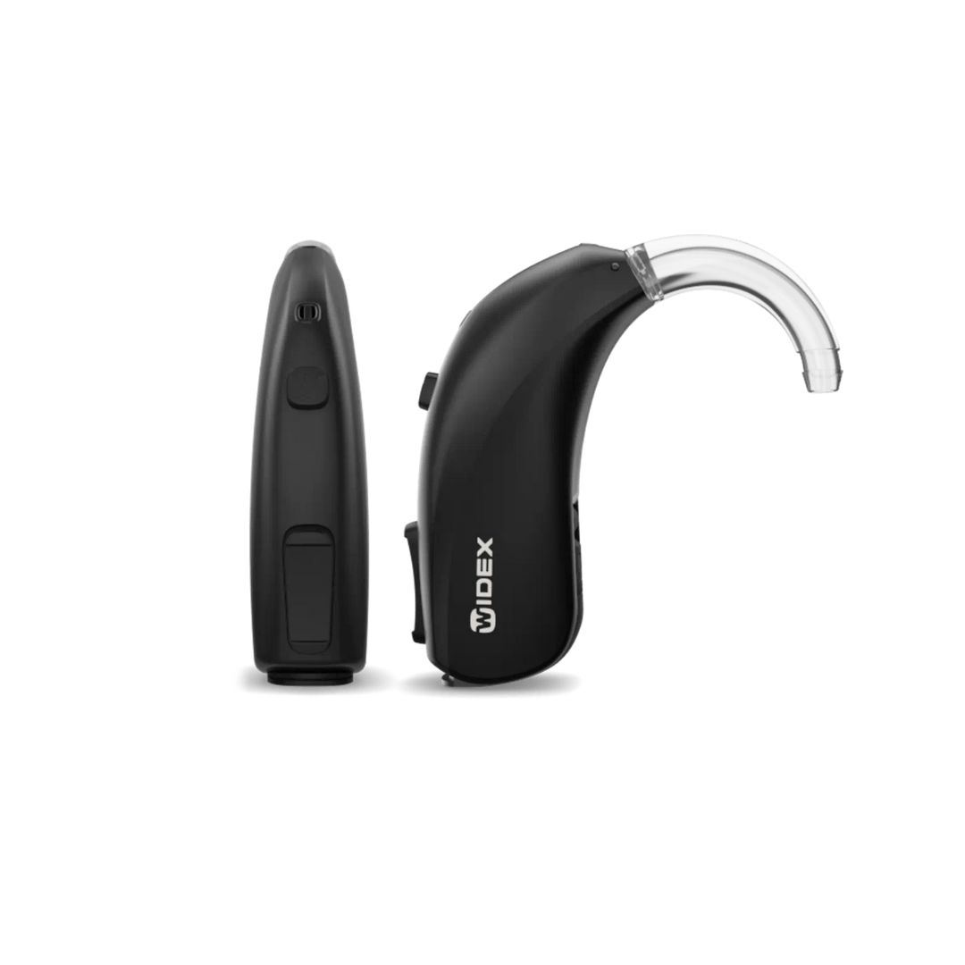 Widex Magnify MBR3D 100 Behind The Ear (BTE) Rechargeable Battery Bluetooth Enabled, 2 Hearing Aids with charger