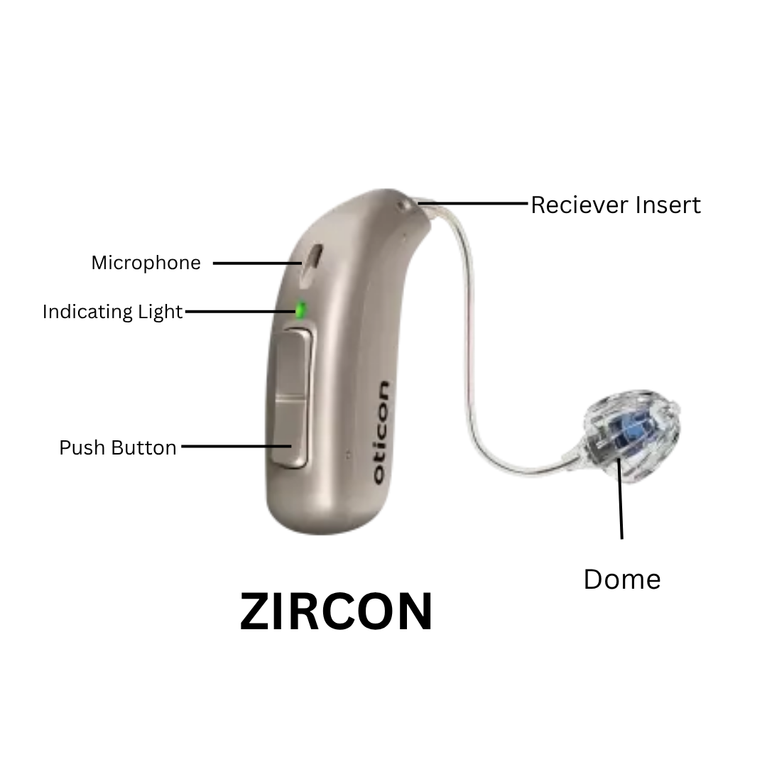 Oticon Zircon 1 Mini RITE RIC Rechargeable Hearing Aid